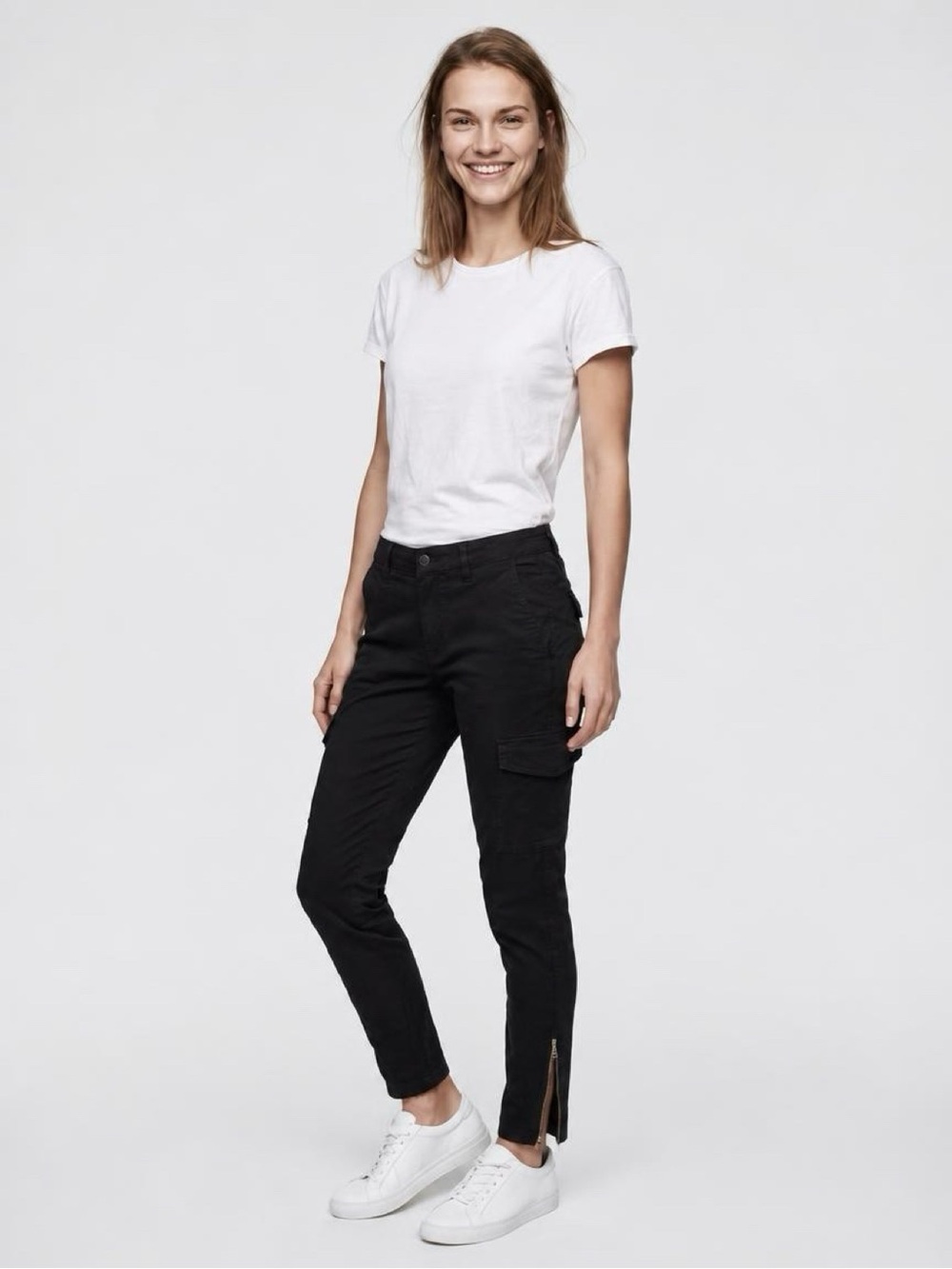 Puma Black Cargo Ankle Pants with Side Zip